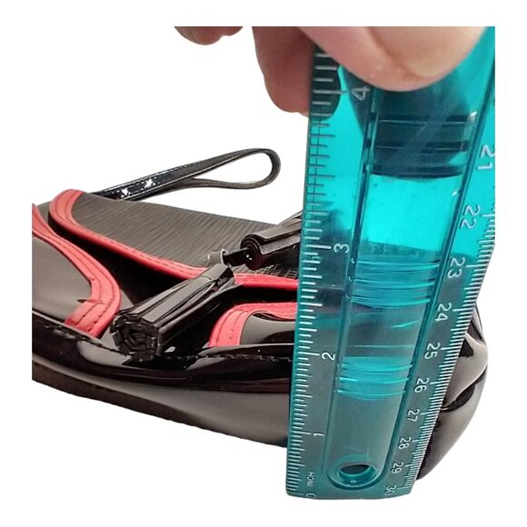 Elizabeth Arden Patent Leather Black Cosmetic Bag Purse w Mirror Red Trim - Picture 10 of 12